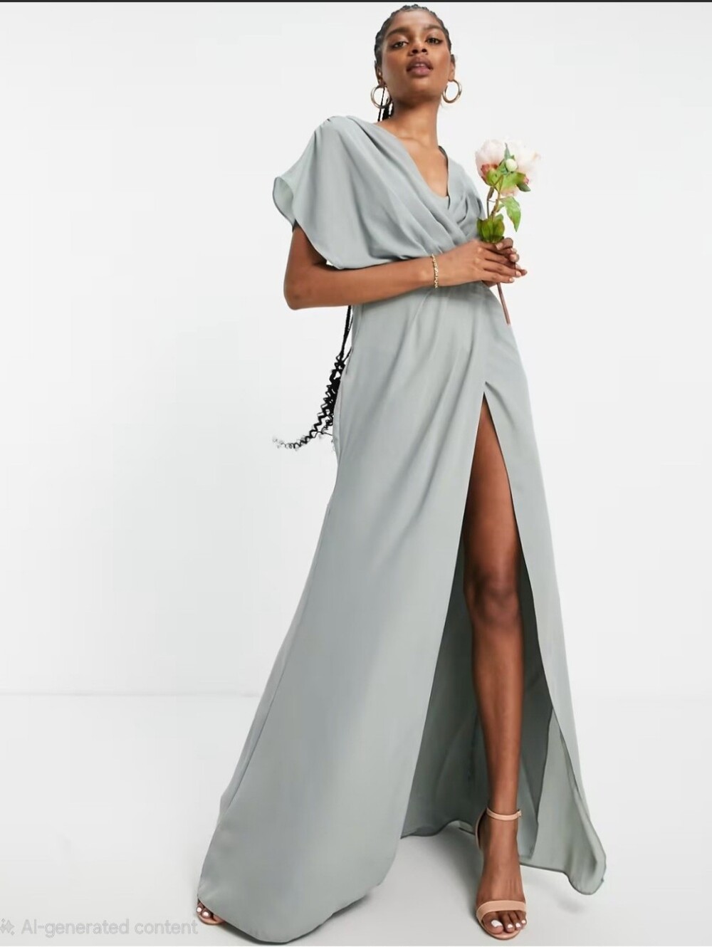 Elegant Sage Green Button-Front Maxi Dress